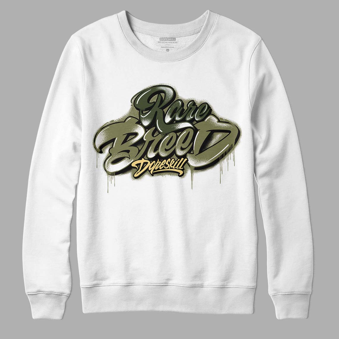 Jordan 4 Retro SE Craft Medium Olive DopeSkill Sweatshirt Rare Breed Type Graphic Streetwear - White