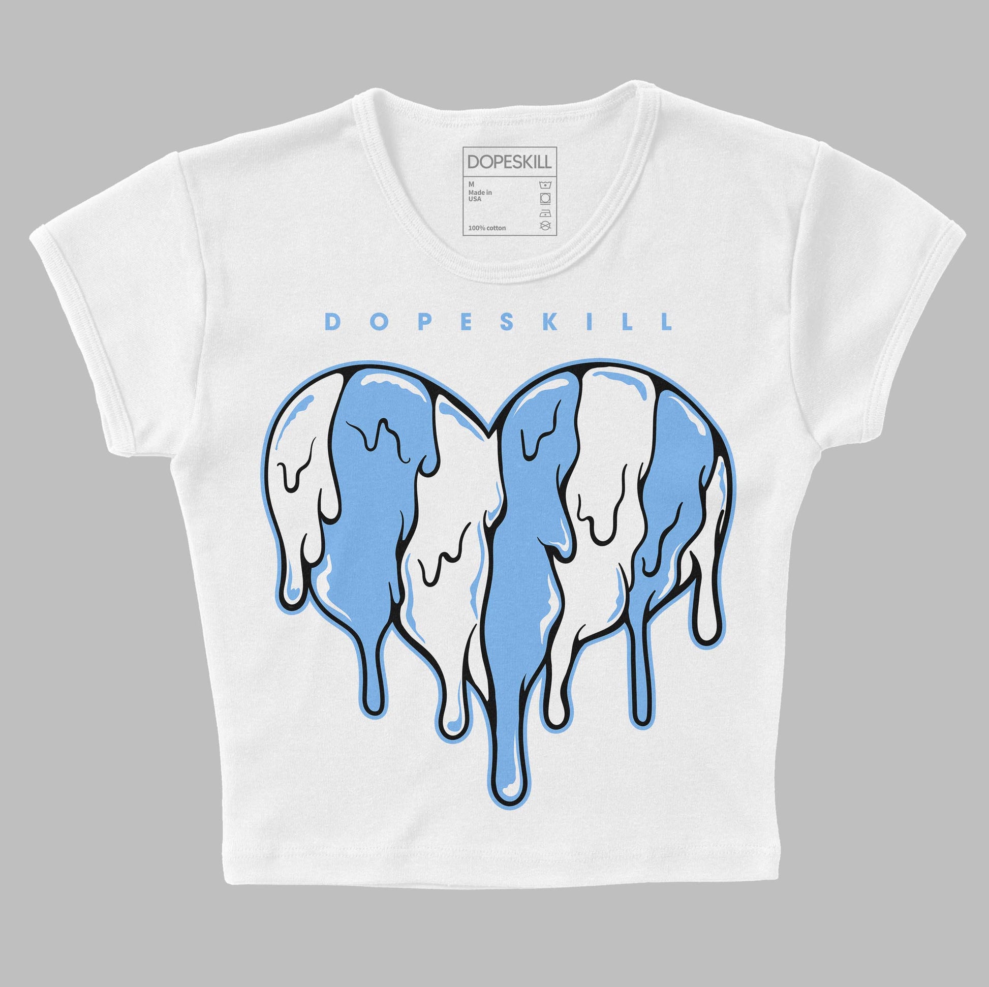 Jordan 9 Powder Blue DopeSkill Women's Crop Top Slime Drip Heart Graphic Streetwear - White 