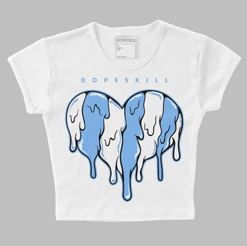 Jordan 9 Powder Blue DopeSkill Women's Crop Top Slime Drip Heart Graphic Streetwear - White 