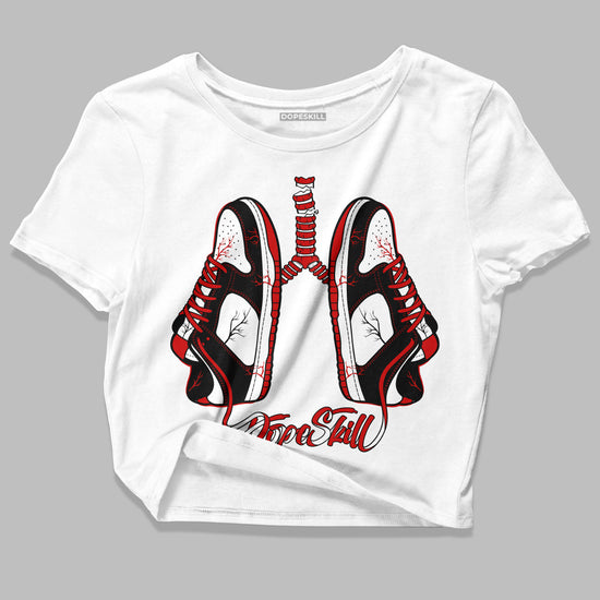 Jordan 1 Retro Low "Black Toe" DopeSkill Women's Crop Top Breathe Graphic Streetwear - White