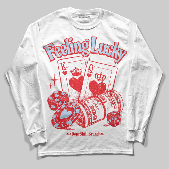 Jordan 11 Retro Cherry DopeSkill Long Sleeve T-Shirt Feeling Lucky Graphic Streetwear - White