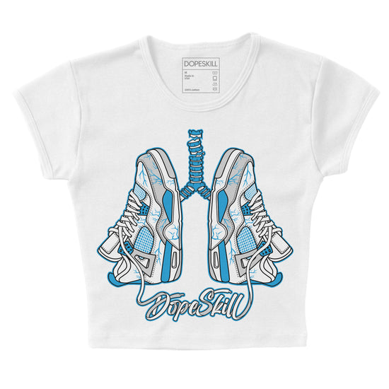 Jordan 4 Retro Military Blue DopeSkill Women's Crop Top Breathe Graphic Streetwear - White 