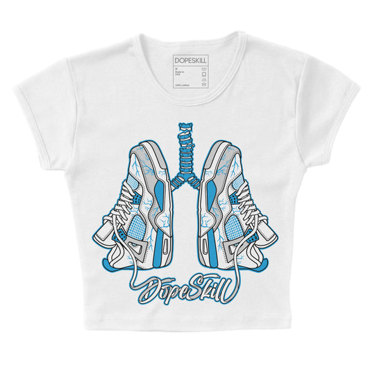 Jordan 4 Retro Military Blue DopeSkill Women's Crop Top Breathe Graphic Streetwear - White 