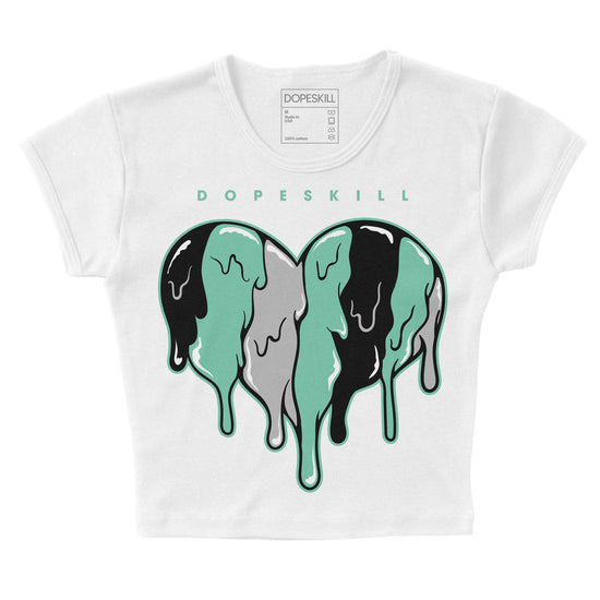 Jordan 1 High OG Green Glow DopeSkill Women's Crop Top Slime Drip Heart Graphic Streetwear - White