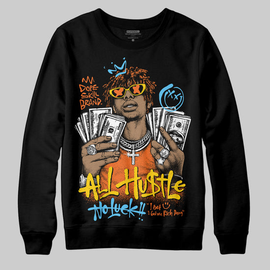 Orange Sneakers DopeSkill Sweatshirt All Hustle No Luck Graphic Streetwear - black