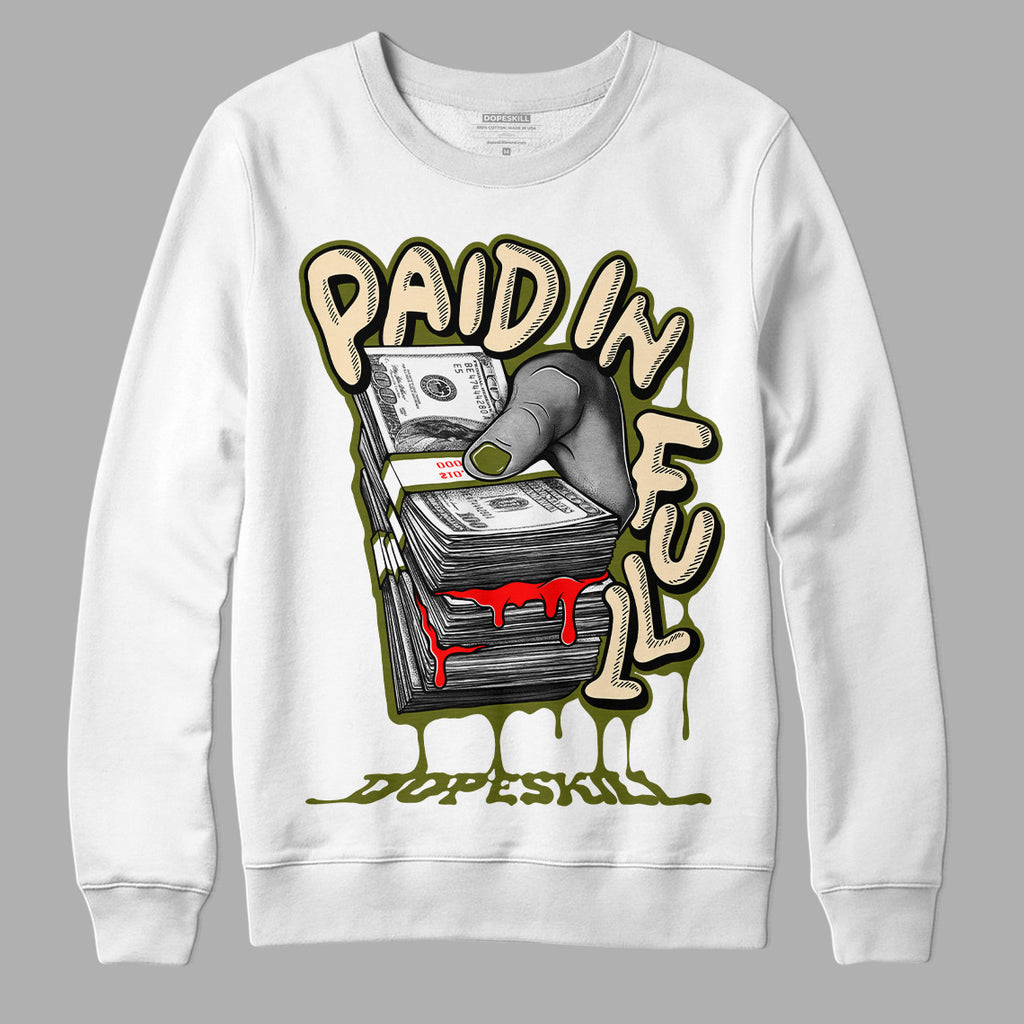 Travis Scott x Jordan 1 Low OG “Olive” DopeSkill Sweatshirt Paid In Full Graphic Streetwear - White
