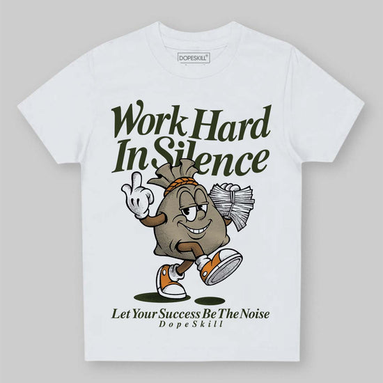 Olive Sneakers DopeSkill Toddler Kids T-shirt Work Hard In Silence Graphic Streetwear - White