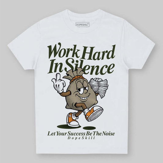 Olive Sneakers DopeSkill Toddler Kids T-shirt Work Hard In Silence Graphic Streetwear - White