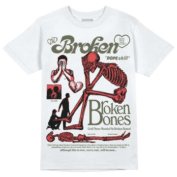 Dunk Mystic Red Cargo Khaki DopeSkill T-Shirt Broken Bones Graphic Streetwear - White 