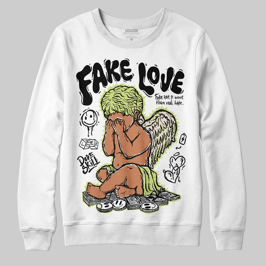 Jordan 5 “Luminous Green” DopeSkill Sweatshirt False Love Graphic Streetwear - White