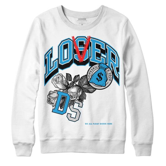 Jordan 4 Retro Military Blue DopeSkill Sweatshirt Loser Lover Graphic Streetwear - White 