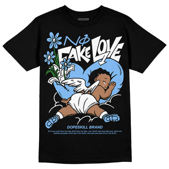 University Blue Sneakers DopeSkill T-Shirt No Fake Love Graphic Streetwear - Black