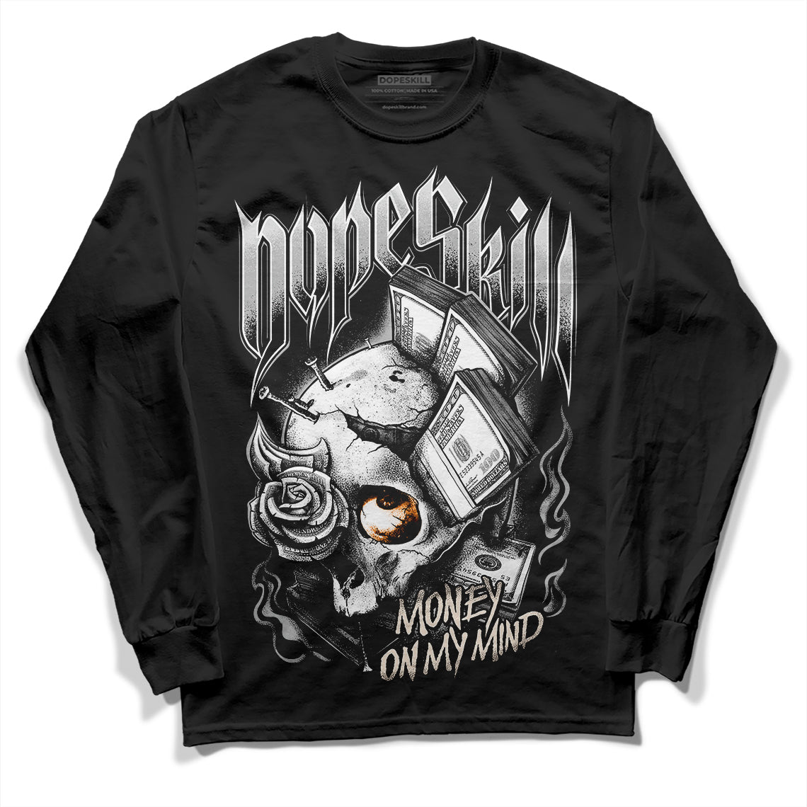 Dunk Low Cool Grey DopeSkill Long Sleeve T-Shirt Money On My Mind Graphic Streetwear - Black