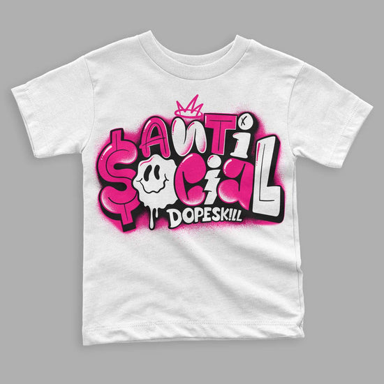 Jordan 1 Low GS “Fierce Pink” Dopeskill Toddler Kids T-shirt Anti Social Graphic Streetwear - White 