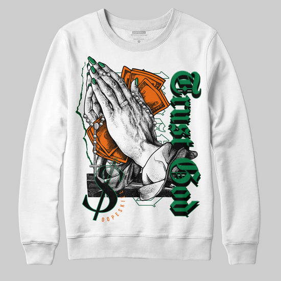 Green Sneakers DopeSkill Sweatshirt Trust God Graphic Streetwear - White