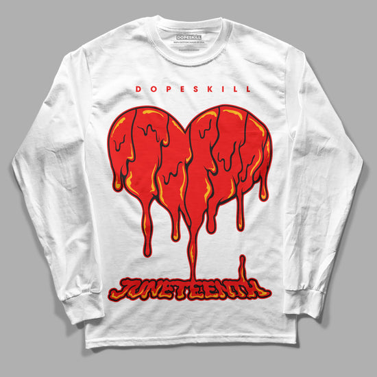 Red Sneakers DopeSkill Long Sleeve T-Shirt Juneteenth Heart Graphic Streetwear - White