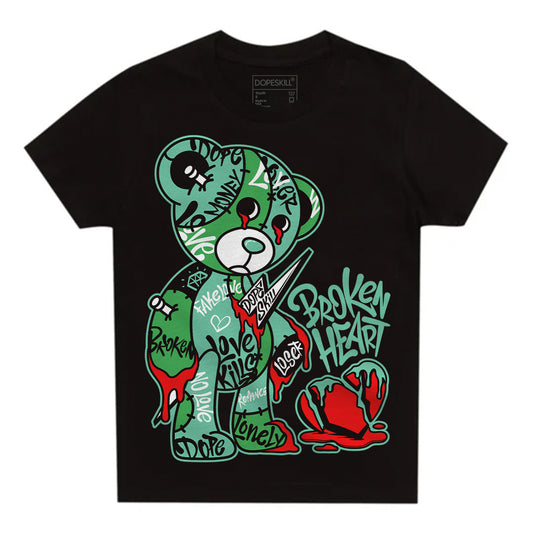 Jordan 1 High OG Green Glow DopeSkill Toddler Kids T-shirt Broken Heart Graphic Streetwear - Black