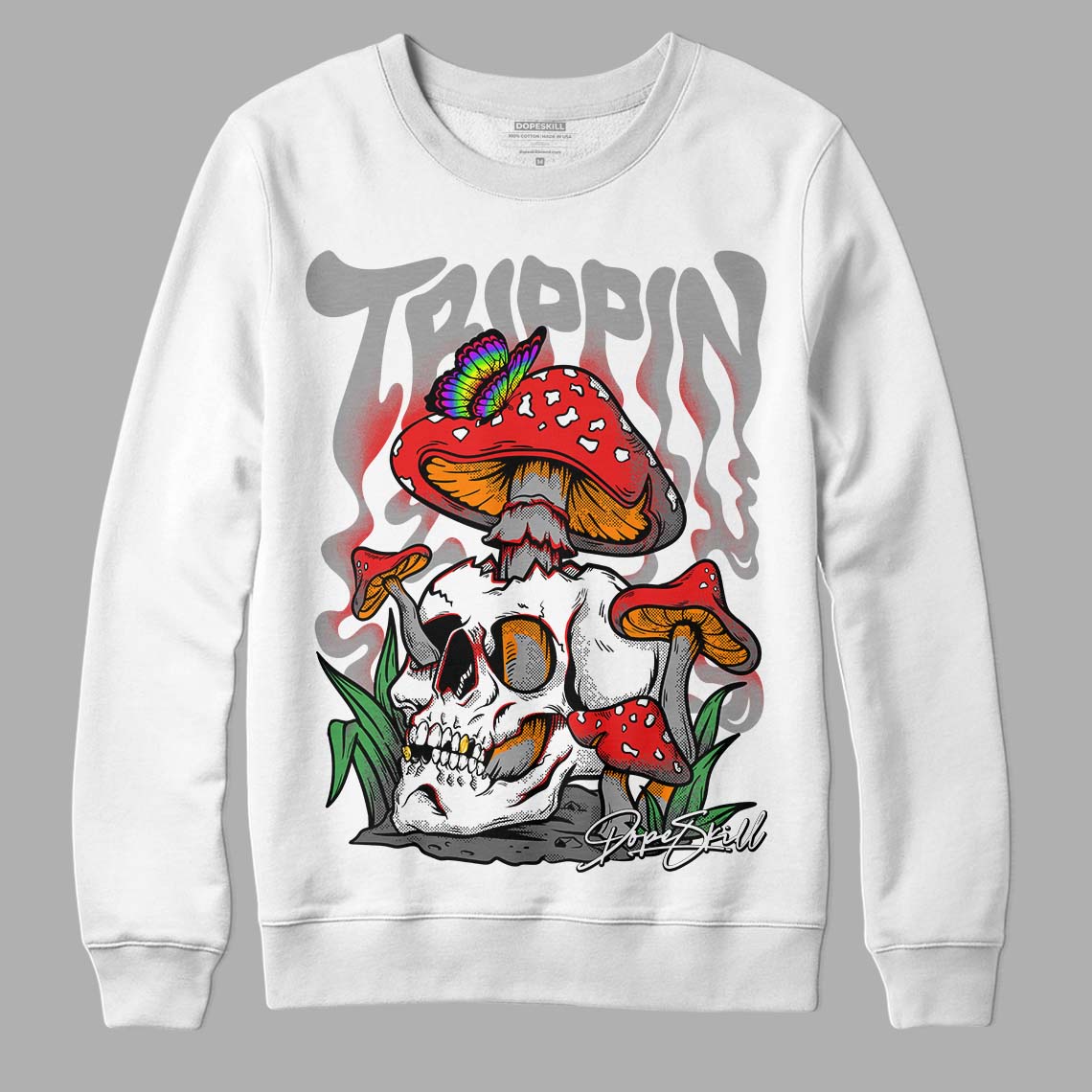 Grey Sneakers DopeSkill Sweatshirt Trippin Graphic Streetwear - White 