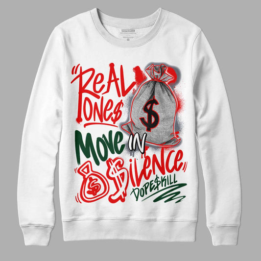 Jordan 2 White Fire Red DopeSkill Sweatshirt Real Ones Move In Silence Graphic Streetwear - White