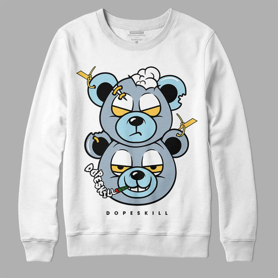 Jordan 13 “Blue Grey” DopeSkill Sweatshirt New Double Bear Graphic Streetwear - White 