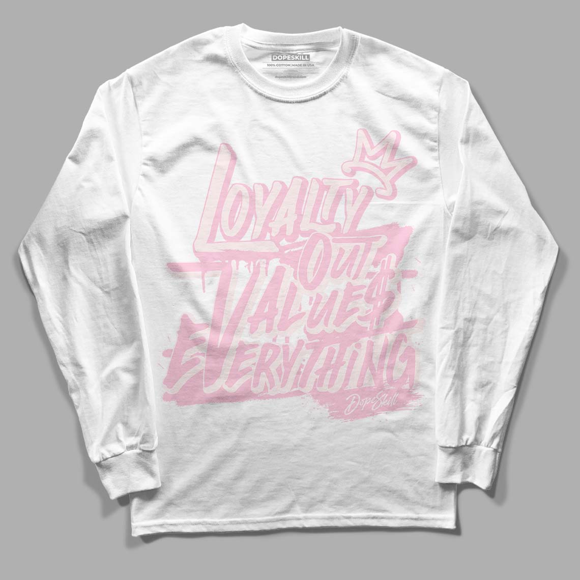 Dunk Low LX Pink Foam DopeSkill Long Sleeve T-Shirt LOVE Graphic Streetwear - White