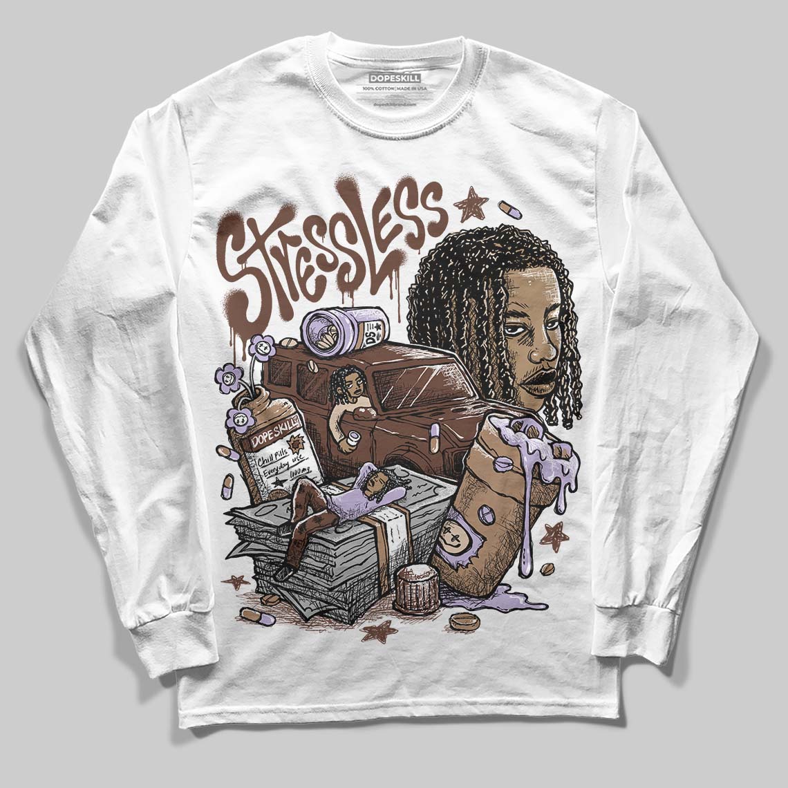 Harris Tweed x Wmns Dunk Low 'Sesame' DopeSkill Long Sleeve T-Shirt Stressless Graphic Streetwear - White