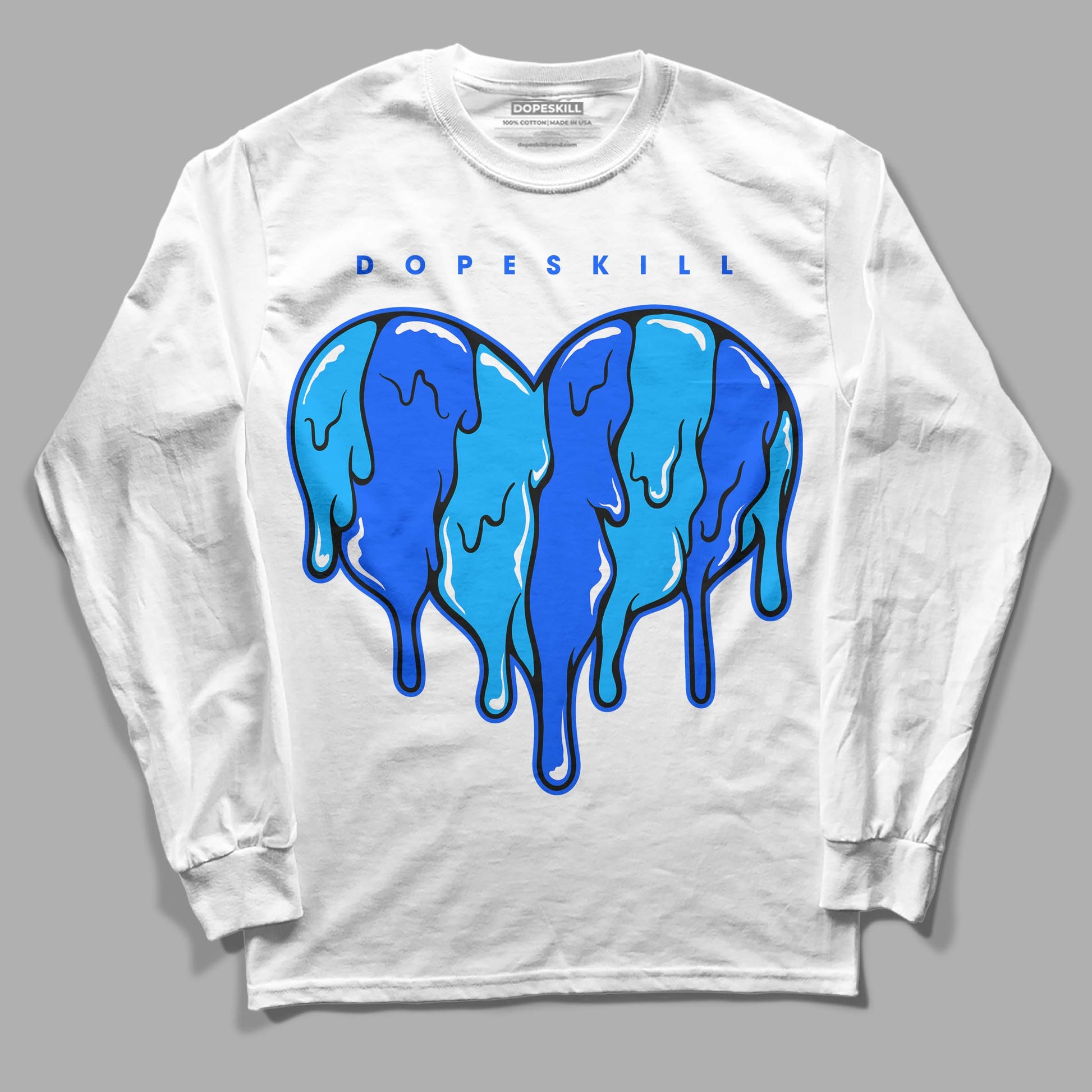 Royal Blue Sneakers DopeSkill Long Sleeve T-Shirt Slime Drip Heart Graphic Streetwear - White