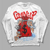 Jordan 11 Retro Cherry DopeSkill Long Sleeve T-Shirt Money Bag Coming Up Graphic Streetwear - White 