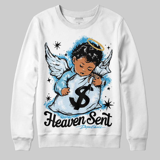 Jordan 4 Denim “Worn Blue” DopeSkill Sweatshirt Heaven Sent Graphic Streetwear - White