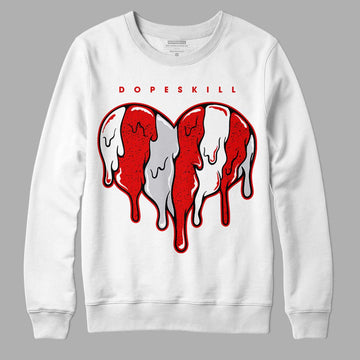 Jordan 4 Retro Red Cement DopeSkill Sweatshirt Slime Drip Heart Graphic Streetwear - White