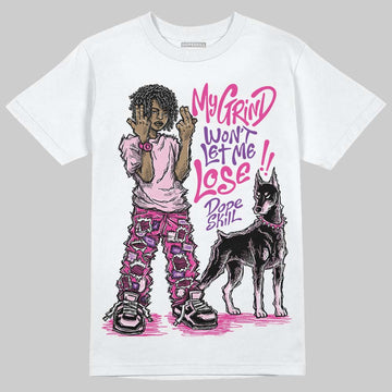 Pink Sneakers DopeSkill T-Shirt My Grind Won't Let Me Lose Graphic Streetwear - White 