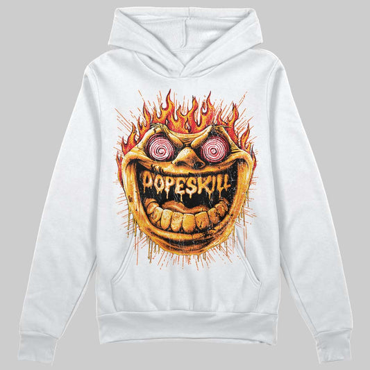 Orange, Black and White Sneakers DopeSkill Hoodie Sweatshirt Hellfire Graphic Streetwear - White 