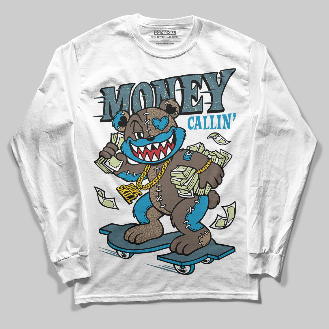 Jordan 3 GS “We Outside” DopeSkill Long Sleeve T-Shirt Money Callin' Graphic Streetwear - White
