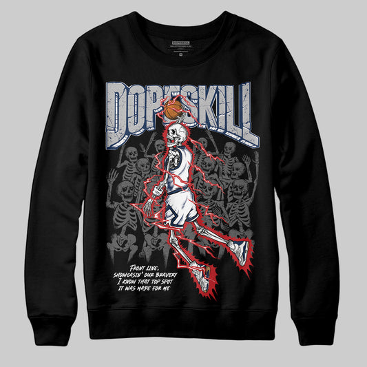 Jordan 4 SB “Summit White/Navy” DopeSkill Sweatshirt Thunder Dunk Graphic Streetwear - Black