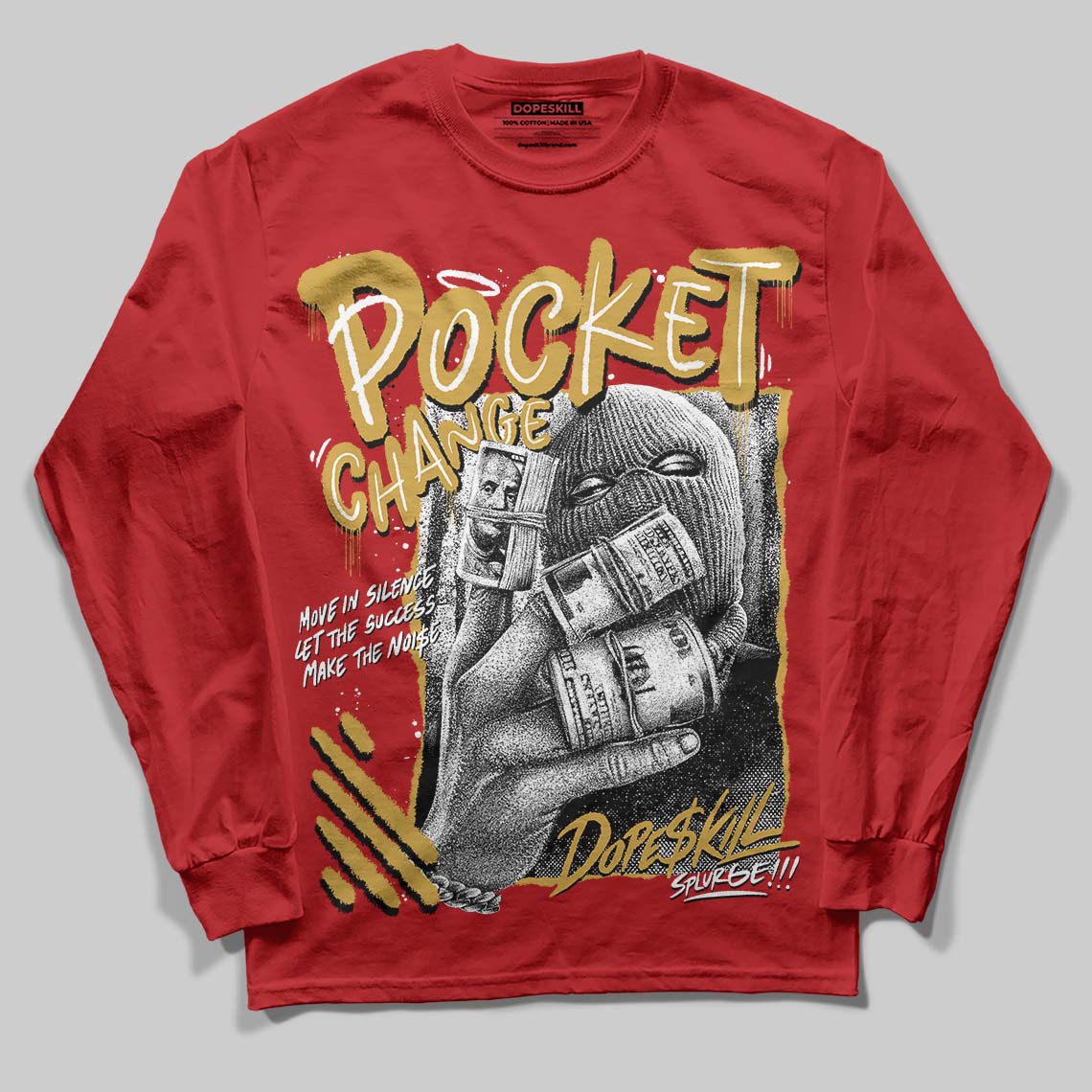 Red Sneakers DopeSkill Long Sleeve T-Shirt Pocket Change Graphic Streetwear - Red