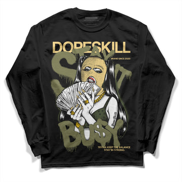 Jordan 4 Retro SE Craft Medium Olive DopeSkill Long Sleeve T-Shirt Stay It Busy Graphic Streetwear - Black