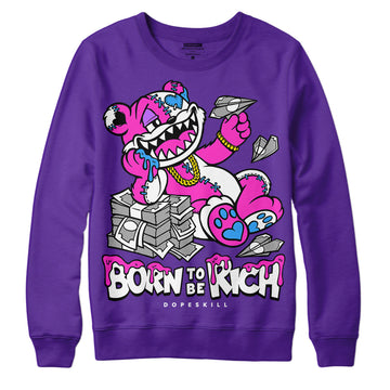 PURPLE Sneakers DopeSkill Purple Sweatshirt Born To Be Rich Graphic Streetwear