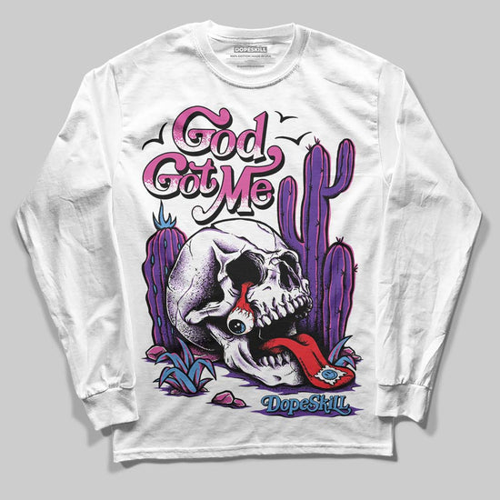 PURPLE Sneakers DopeSkill Long Sleeve T-Shirt God Got Me Graphic Streetwear - White