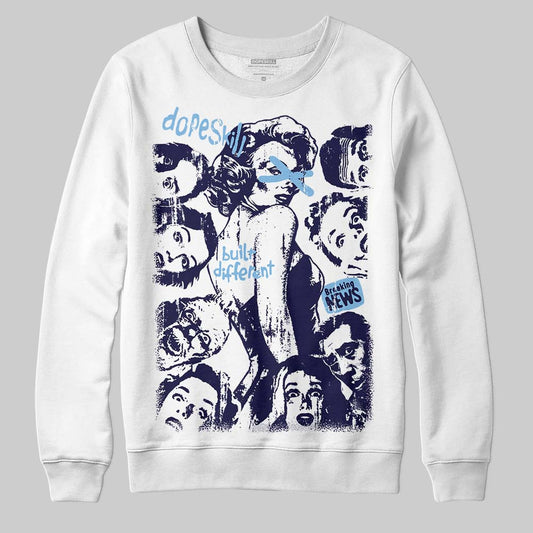 University Blue Sneakers DopeSkill Sweatshirt Built Different Graphic Streetwear - White