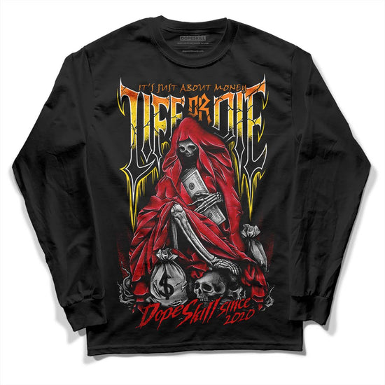 Jordan 4 Red Thunder DopeSkill Long Sleeve T-Shirt Life or Die Graphic Streetwear - Black