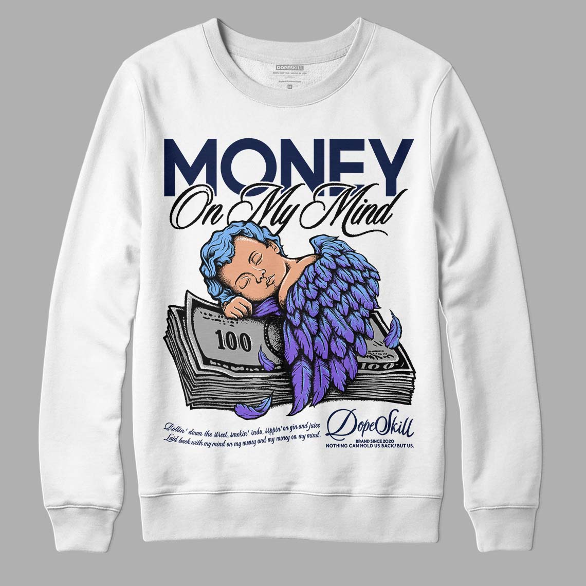 Jordan 5 Midnight Navy DopeSkill Sweatshirt MOMM Graphic Streetwear