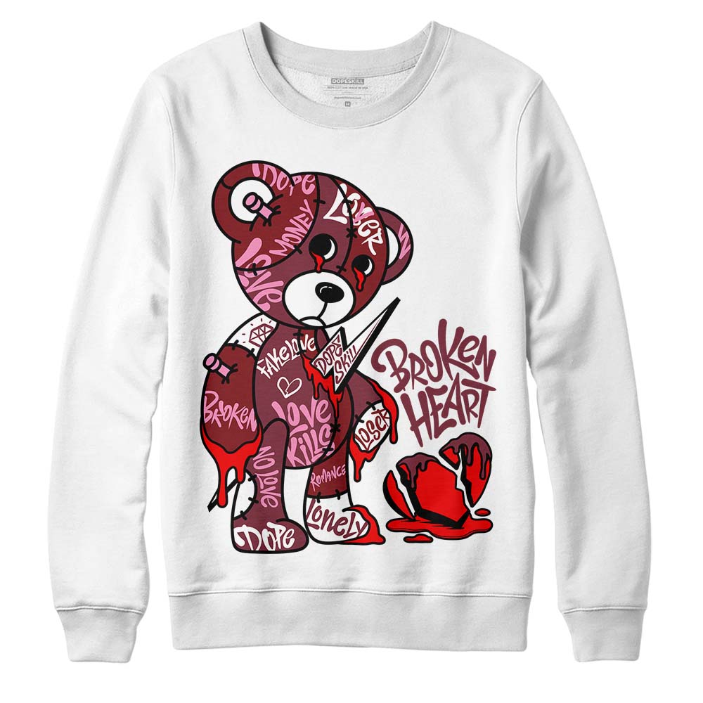 Jordan 1 Retro High OG “Team Red” DopeSkill Sweatshirt Broken Heart Graphic Streetwear - White