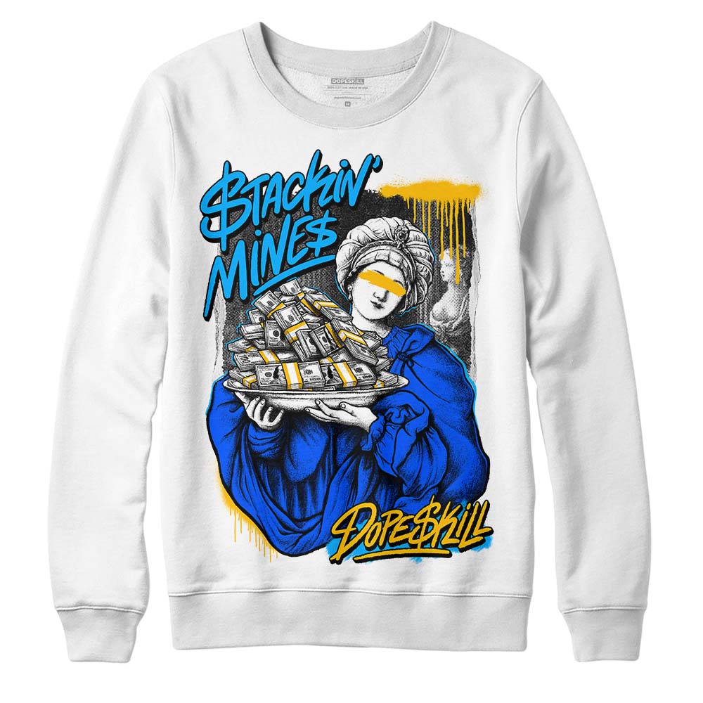 Royal Blue Sneakers DopeSkill Sweatshirt Stackin Mines Graphic Streetwear - White