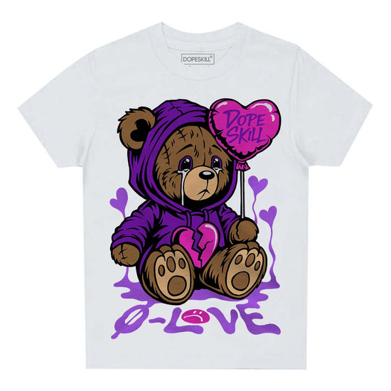 PURPLE Sneakers DopeSkill Toddler Kids T-shirt Broken Bear Graphic Streetwear - White