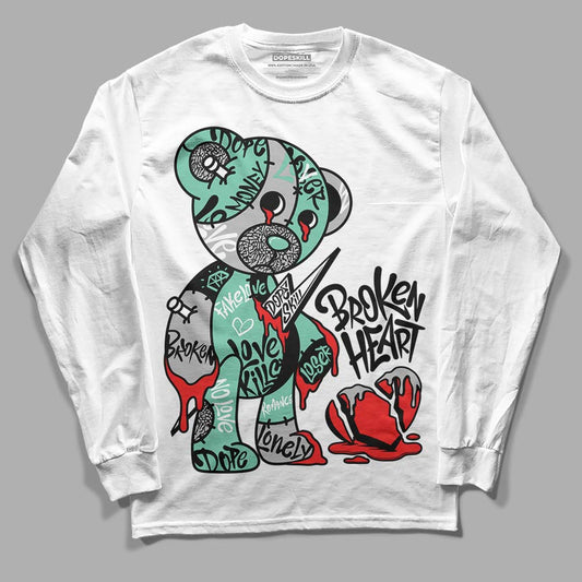 Jordan 3 "Green Glow" DopeSkill Long Sleeve T-Shirt Broken Heart Graphic Streetwear - White 