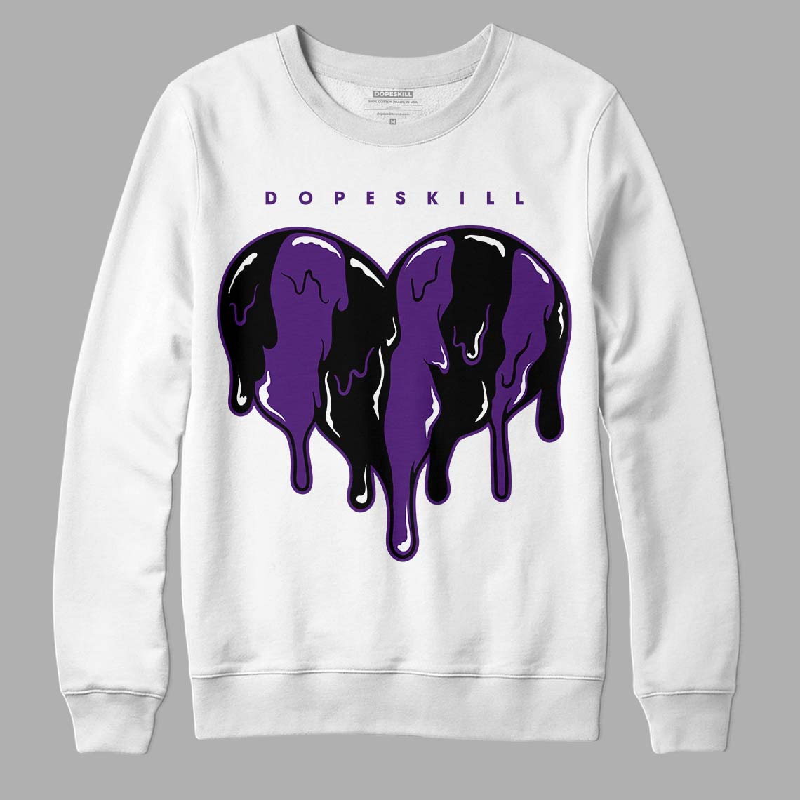 Jordan 12 “Field Purple” DopeSkill Sweatshirt Slime Drip Heart Graphic Streetwear - White