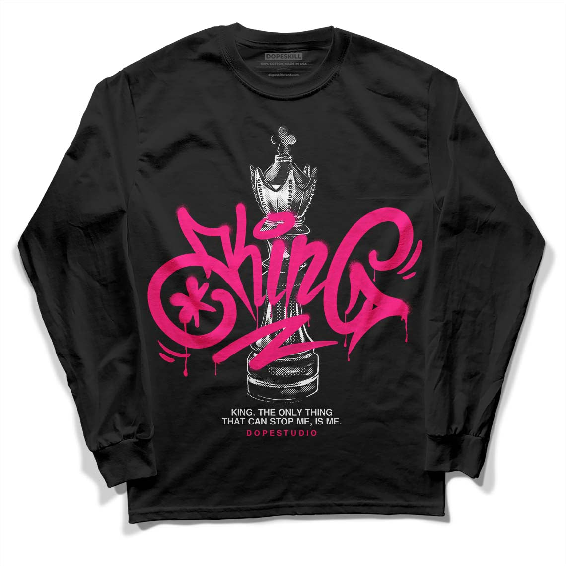 Jordan 1 Low GS “Fierce Pink” Dopeskill Long Sleeve T-Shirt King Chess Graphic Streetwear - Black