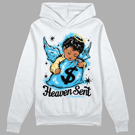 Jordan 13 Retro University Blue DopeSkill Hoodie Sweatshirt Heaven Sent Graphic Streetwear - White