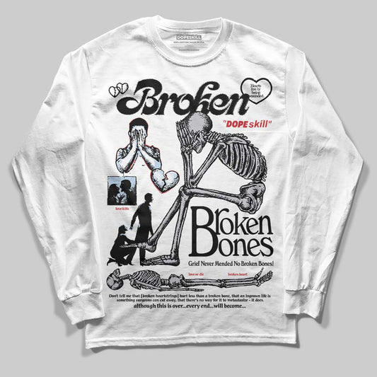 Jordan 5 Retro OG Black Metallic Reimagined DopeSkill Long Sleeve T-Shirt Broken Bones Graphic Streetwear - White