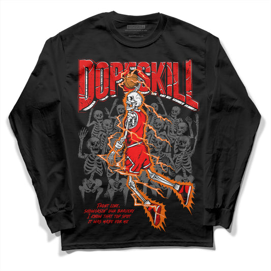 Jordan 1 Retro High OG "Satin Bred" DopeSkill Long Sleeve T-Shirt Thunder Dunk Graphic Streetwear - Black 